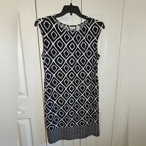 Chico's Black and White Diamond Pattern Midi Dress